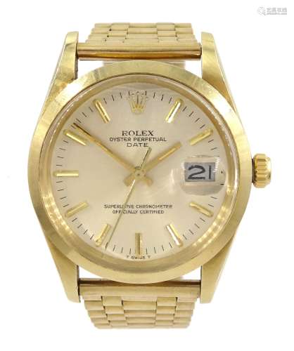 Rolex Oyster Perpetual Date gentleman's 14ct gold wristwatch
