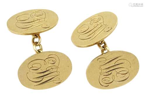 Pair of 9ct gold oval link cufflinks