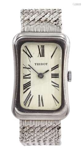 Tissot silver manual wind rectangular bracelet wristwatch
