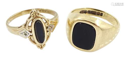 Gold onyx signet ring