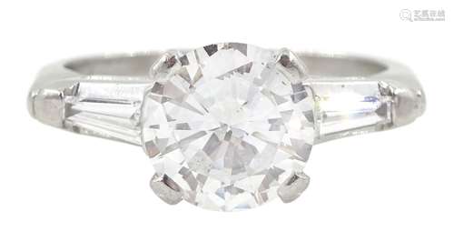 Platinum round brilliant cut single stone diamond ring