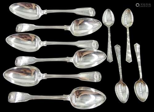 Set of six George IV silver dessert spoons