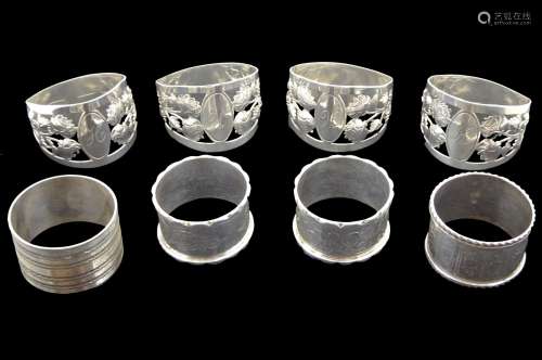 Set of four Edwardian silver napkin rings