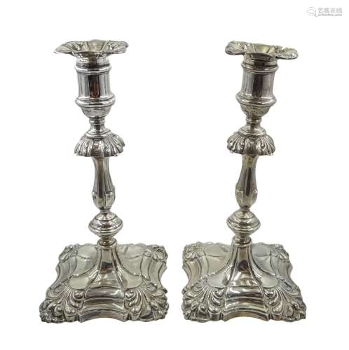 Pair of Edwardian silver candlesticks