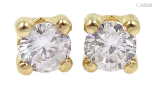 Pair of 9ct gold single stone cubic zirconia stud earrings