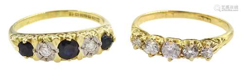 Gold five stone diamond ring