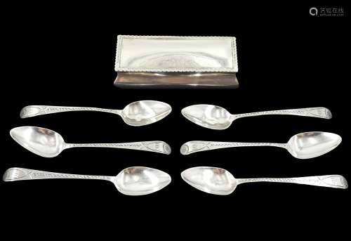 Set of six George III silver teaspoons