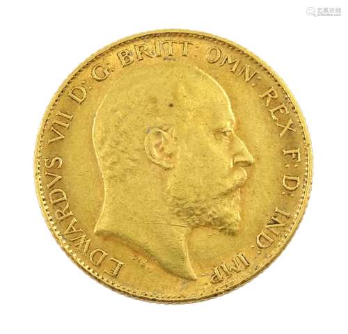 King Edward VII 1908 gold half sovereign coin