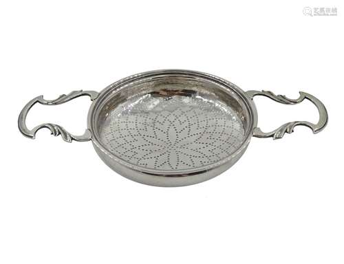 George III silver double handled lemon strainer by Samuel He...