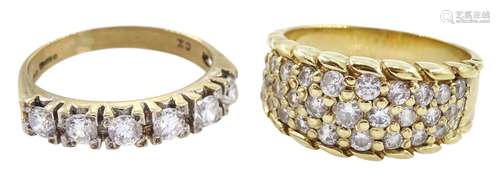 Gold six stone cubic zirconia ring and other one cubic zirco...