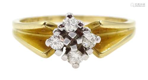 Gold four stone round brilliant cut diamond ring