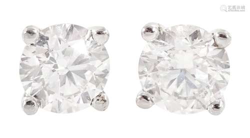 Pair of 18ct white gold diamond stud earrings