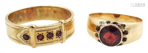 9ct gold garnet buckle design ring