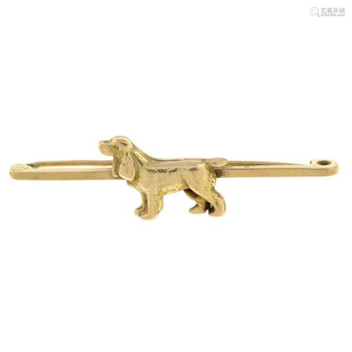 A mid 20th century 9ct gold cocker spaniel brooch.Stamped 9c...