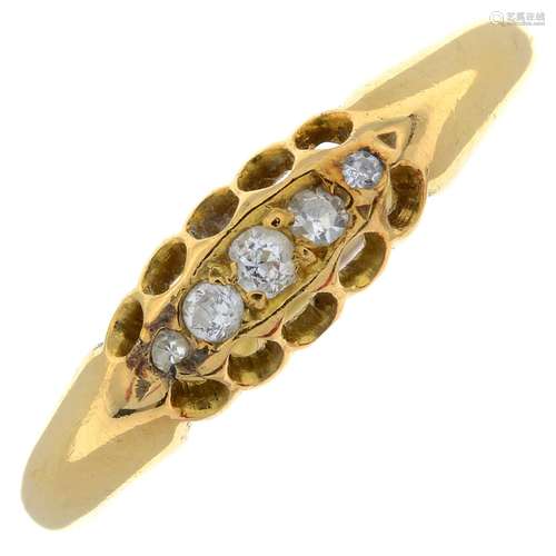 An 18ct gold old-cut diamond five-stone ring.Hallmarks for C...