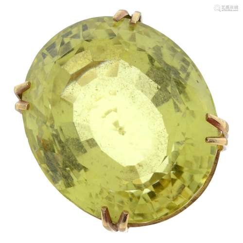 A citrine single-stone ring.Citrine calculated weight 51.64c...