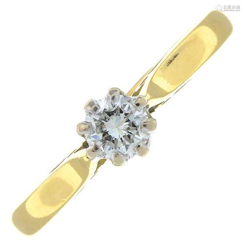 An 18ct gold brilliant-cut diamond single-stone ring.Estimat...