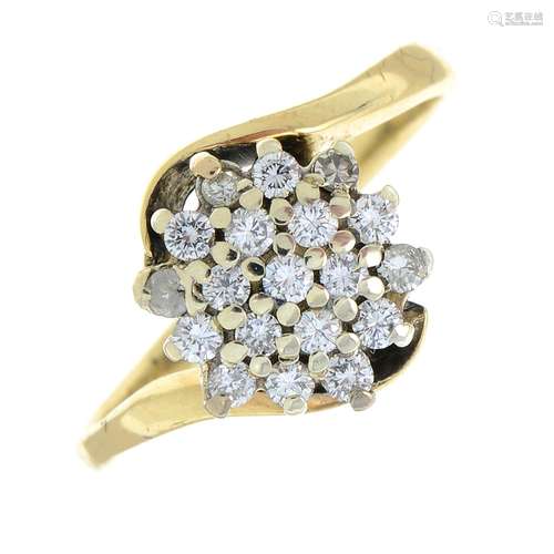 A 9ct gold brilliant-cut diamond cluster ring.Estimated tota...