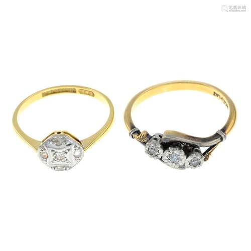 Diamond three-stone ring,