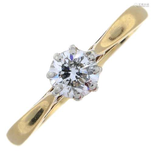 A brilliant-cut diamond single-stone ring.Diamond estimated ...