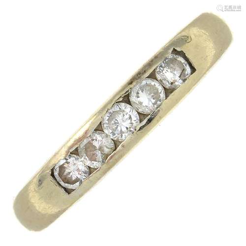 A brilliant-cut diamond five-stone ring.Estimated total diam...