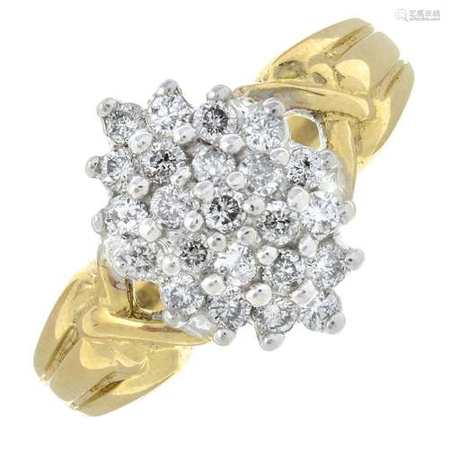 A 9ct gold brilliant-cut diamond cluster ring.Total diamond ...