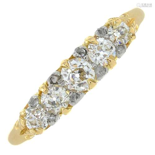 An 18ct gold old-cut diamond ring,