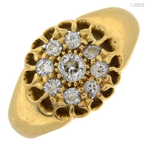 A diamond cluster ring.Estimated total diamond weight 0.30ct...