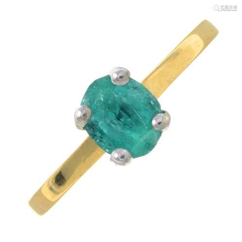 An 18ct gold emerald single-stone ring.Hallmarks for Sheffie...