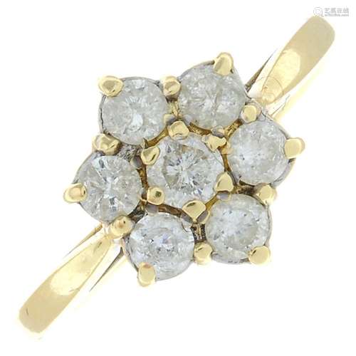 A brilliant-cut diamond floral cluster ring.