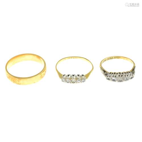 18ct gold band ring,