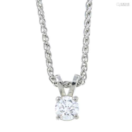 A platinum brilliant-cut diamond pendant,