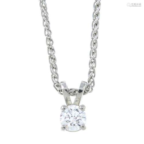 A platinum brilliant-cut diamond pendant,