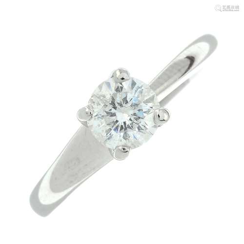 An 18ct gold brilliant-cut diamond single-stone ring.Diamond...