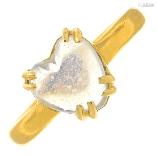 A late 19th century 22ct gold heart-shape moonstone single-s...