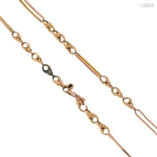 An early 20th century 9ct gold fancy-link chain.Stamped 9 37...