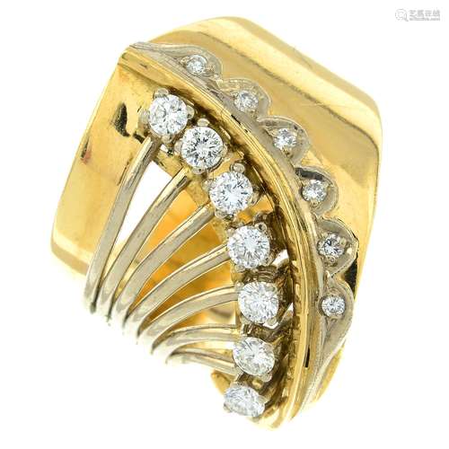 A brilliant-cut diamond dress ring.Estimated total diamond w...