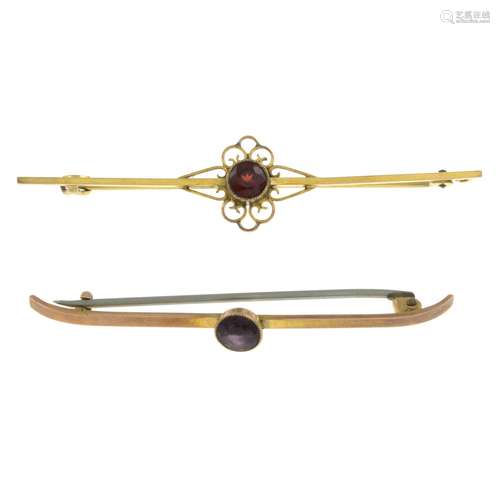 Late Victorian 9ct gold split pearl stickpin,