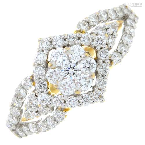 A brilliant-cut diamond dress ring.Estimated total diamond w...