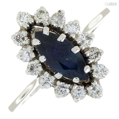 A sapphire and brilliant-cut diamond cluster ring.Estimated ...