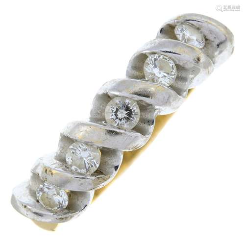 An 18ct gold diamond five-stone ring.Total diamond weight 0....