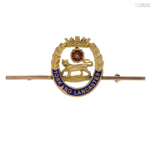 An early 20th century 9ct gold and enamel 'The York and Lanc...