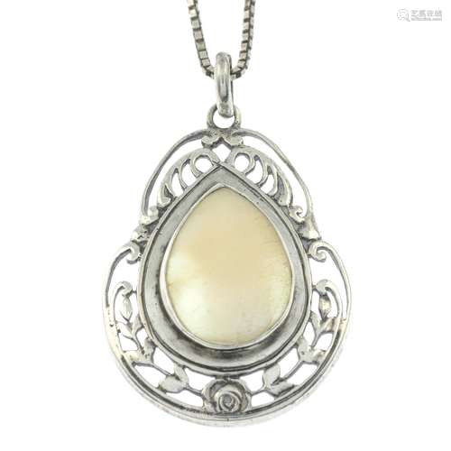 An Arts and Crafts silver mother-of-pearl pendant,