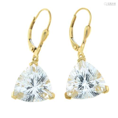 A pair of 9ct gold colourless topaz earrings.Hallmarks for B...