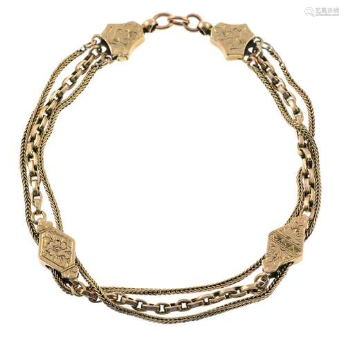 A Victorian 9ct gold bracelet.Length 21cms.