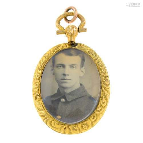 A late 19th century gold portrait miniature locket pendant.L...