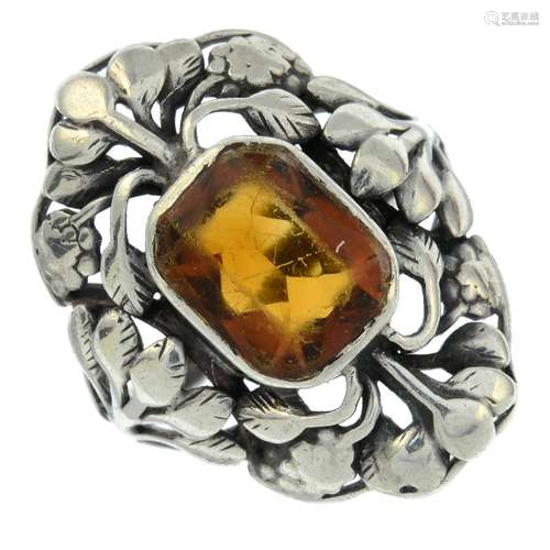 An Arts and Crafts silver citrine ring, attributed to Bernar...