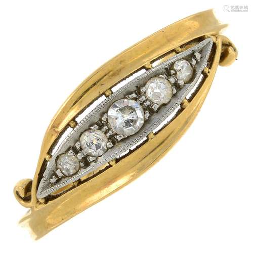 An early 20th century 18ct gold diamond ring.Estimated total...