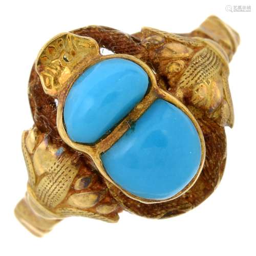 A reconstitute turquoise dress ring,