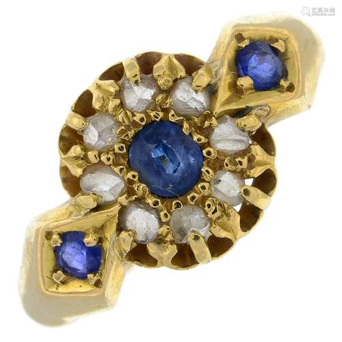 An early 20th century 18ct gold sapphire and rose-cut diamon...